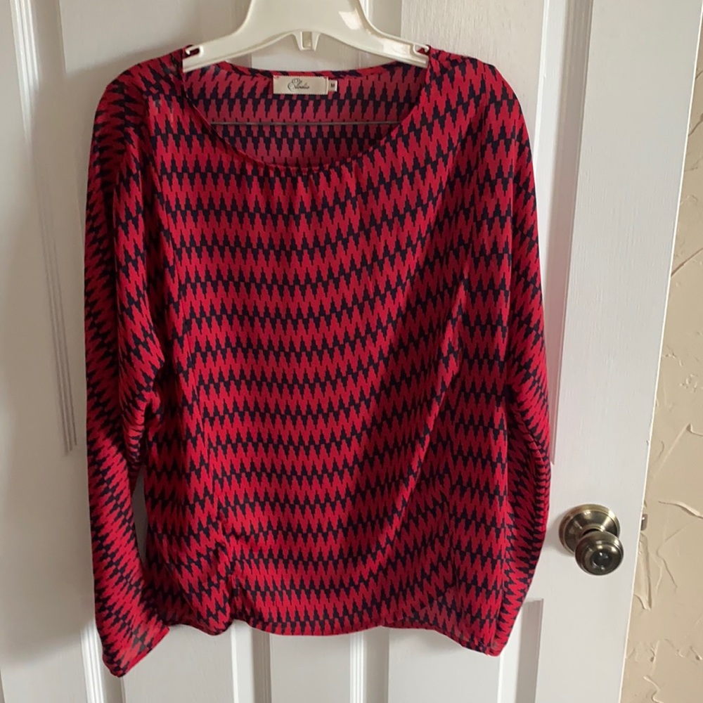 Red and Navy Blouse